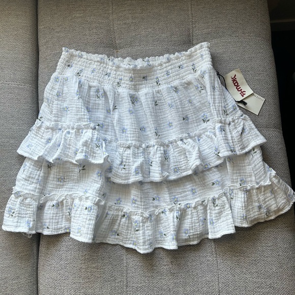 statement Dresses & Skirts - White and Blue Ruffled Skirt